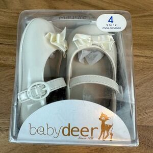 New NIB Little Kids Infant Baby Deer White Patent Mary Jane Shoes Sz 4 (9-12 mo)